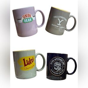 Zak Designs 2 Pack Ceramic Mugs Friends,Gilmore Girls, YellowStone,Schitts Creek
